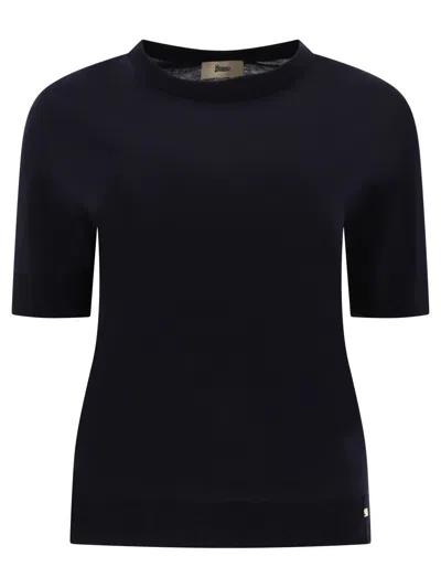 Herno Fine-knit Short-sleeved Jumper In Blue
