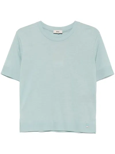 Herno Fine-knit T-shirt In Blue