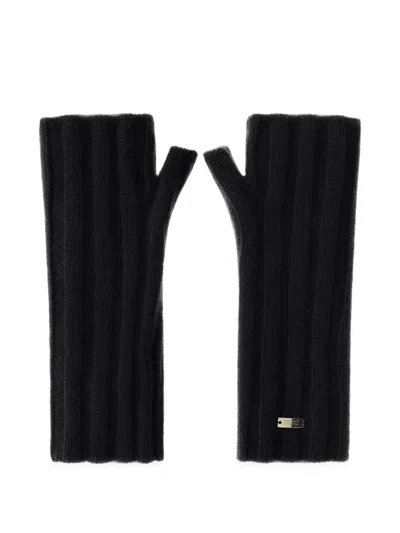 Herno Fingerless Ribbed-knit Gloves In Black