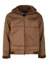 Herno Hooded Jacket With Front Pockets And Sleeves In Brown