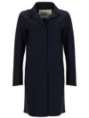Herno Stretch Jersey Coat With Laser Cut Detailing In Blue