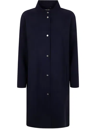 Herno First Act High Collar Long Sleeves Coat In Blue