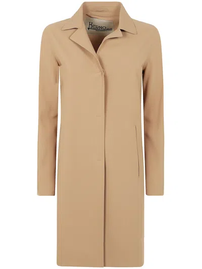 Herno Premiere Act Coat Long Sleeves In Beige