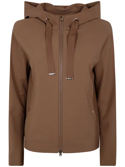 Herno Cropped Jacket Hooded Design In Brown