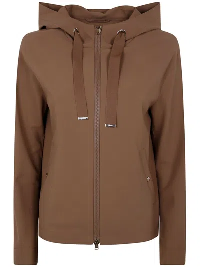 Herno Cropped Jacket Hooded Design In Brown