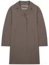 Herno Long Coat Front Pockets Notched Lapels In Brown