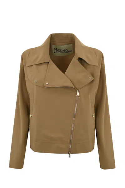 Herno First Act Pef Biker Jacket In Cammello