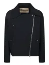 Herno Biker Jacket With Asymmetrical Zip Closure In Black