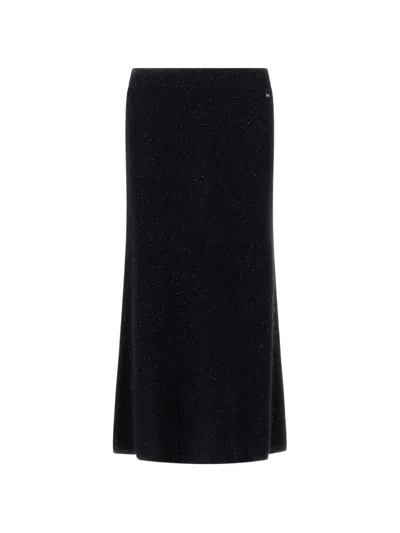 Herno Fisherman's Rib-knit Maxi Skirt In Black