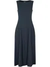 Herno Sleeveless Pleated Maxi Dress In Blue
