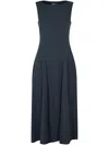 Herno Sleeveless Pleated Maxi Dress In Blue