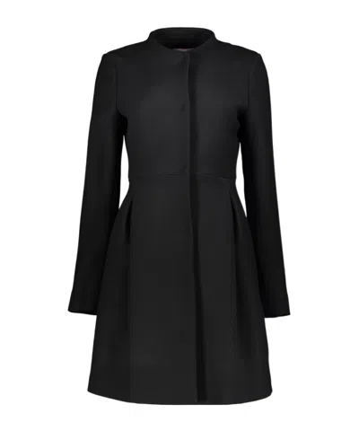 Herno Fitted Stand-collar Coat In Black