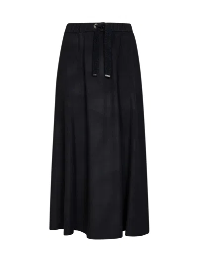 Herno Flannel Flared Skirt In Black