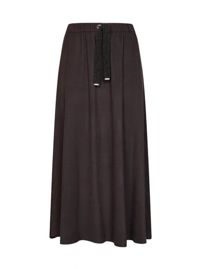 Herno Flannel Flared Skirt In Brown