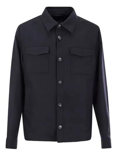 Herno Flap-pockets Button-fastening Shirt Jacket In Black