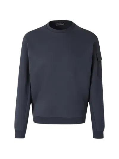 Herno Flap-pocket Crew-neck Sweatshirt In Blue