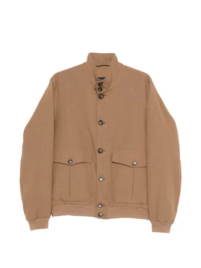 Herno Flap-pockets Bomber Jacket In Brown