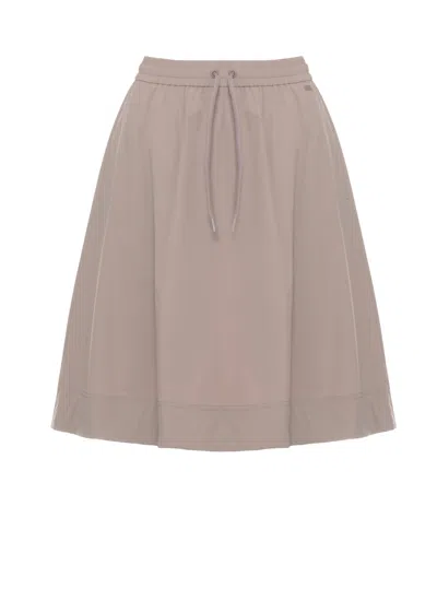 Herno Flared Beige Skirt With Adjustable Drawstrings And Side Pockets In Neutral