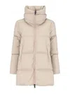 Herno Longline Puffer Jacket High Collar In Neutral