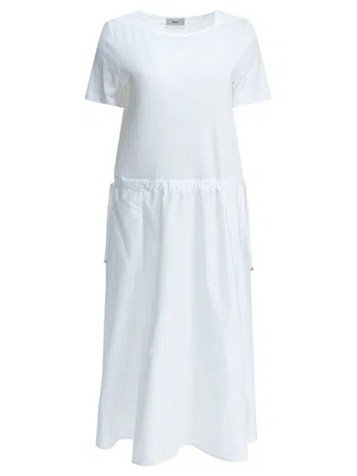 Herno Flared Midi Dress Dresses White In Multi