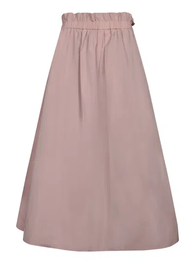 Herno Women Pink Skirt With Logo Plaque On The Side And Elastic Waist In Tech Fabric Woman In Nude