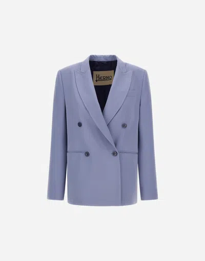 Herno Flawless Woven Blazer In Blue