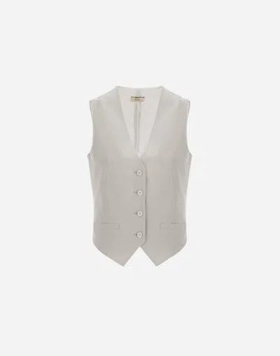 Herno Flawless Woven Vest In Cream