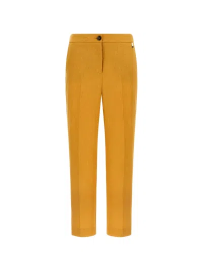 Herno Flax Linen Cotton Pants In Brown