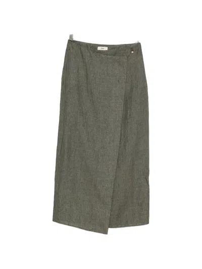 Herno Flax Linen Cotton Skirt In Green