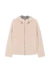 Herno Fleece-texture Hooded Jacket In Pink