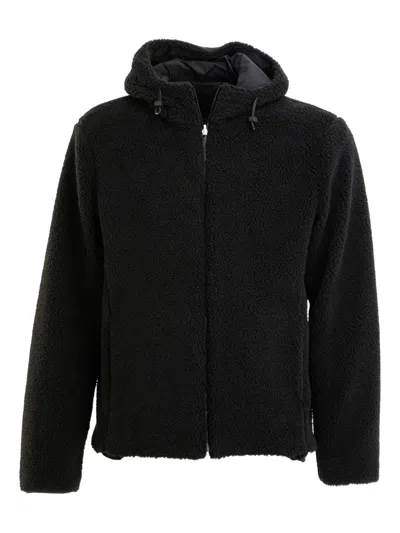 Herno Fleece Hooded Jacket In Black