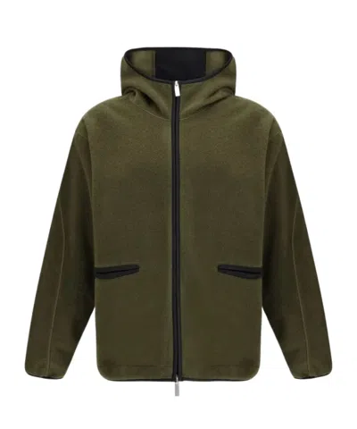 Herno Fleece Hooded Jacket In Green