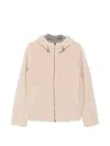 Herno Fleece-texture Hooded Jacket In Neutral