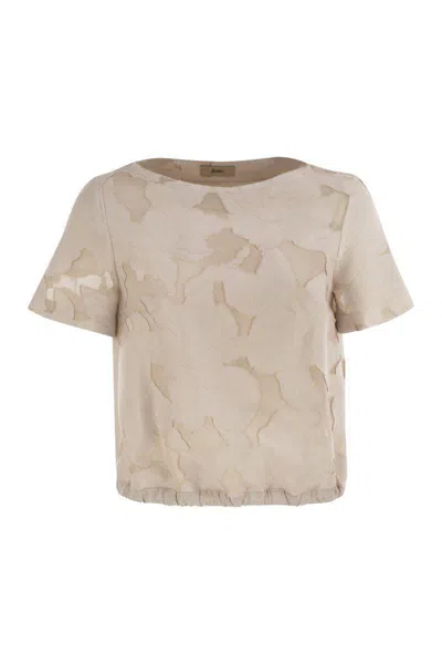 HERNO HERNO FLORAL JACQUARD AND NEW TECHNO TAFFETA TOP