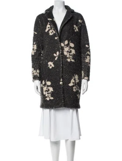 Pre-owned Herno Floral Print Coat In Grey