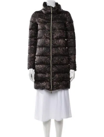 Pre-owned Herno Floral Print Down Coat In Brown