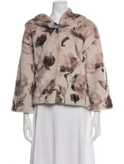 Pre-owned Herno Floral Print Faux Fur Jacket In Neutrals
