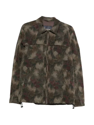 Herno Floral Print Jacket In Green