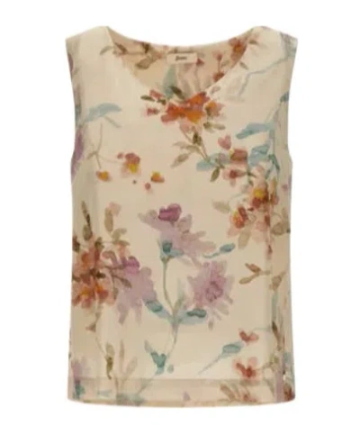 Herno Floral Printed Sleeveless Top In Brown