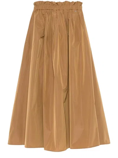 Herno Elasticated-waistband Maxi Skirt In Brown
