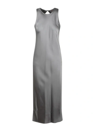 Herno Fluid Satin Dress In Grey