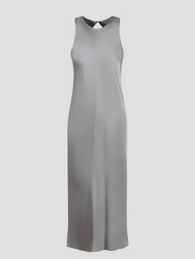 Herno Fluid Satin Dress In Grey