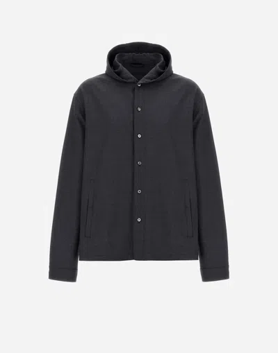 Herno Button-fastening Hooded Jacket In Black