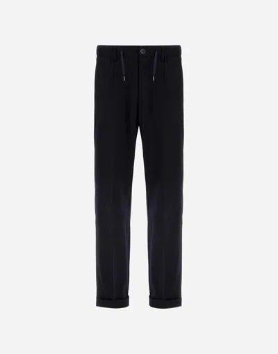 Herno Trousers In Fluid Wool In Black