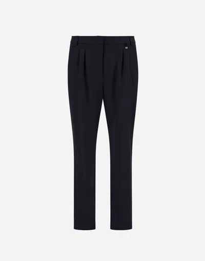 Herno Fluid Wool Trousers In Blue