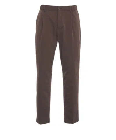 Herno Sophisticated Elastic Waist Trousers For Men In Brown