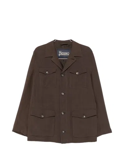 Herno Four-pocket Shirt Jacket In Brown