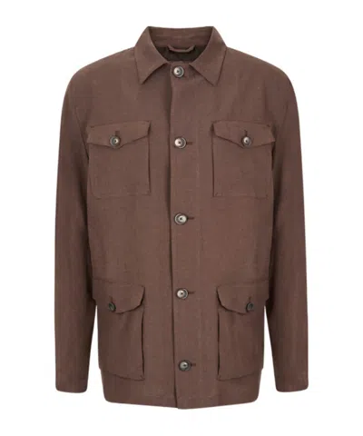 Herno Four-pocket Shirt Jacket In Animal Print