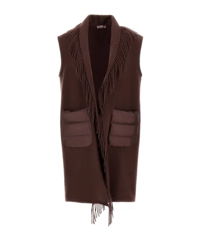 Herno Fringe Vest Casual Jacket In Brown