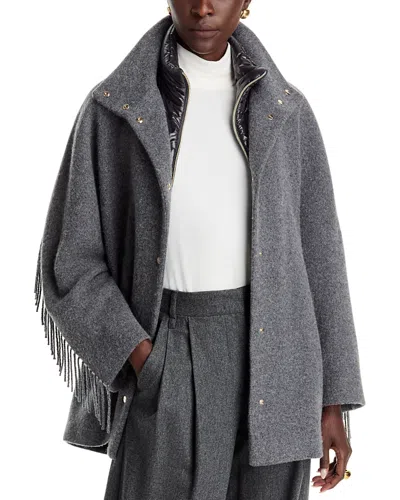 Herno Fringed Alpaca Blend Coat In Gray